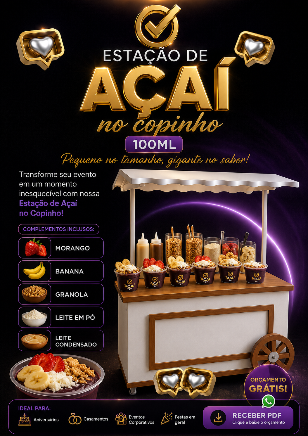 Cartaz da estação de Açaí no Copinho