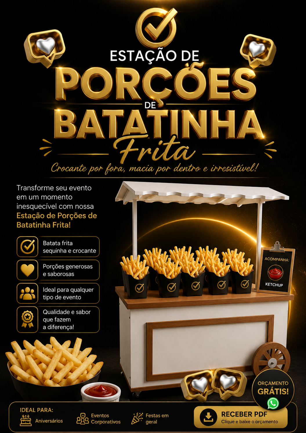 Cartaz da estação de Porções de Batatinha Frita