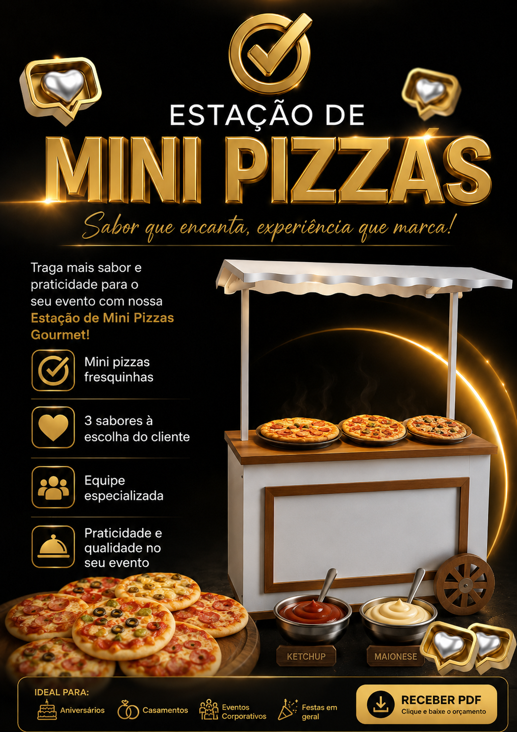 Cartaz da estação de Mini Pizzas